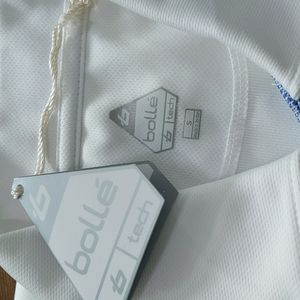 Women's golf/tennis shirt. Size s. bollé. White with blue accents. Quick dry.